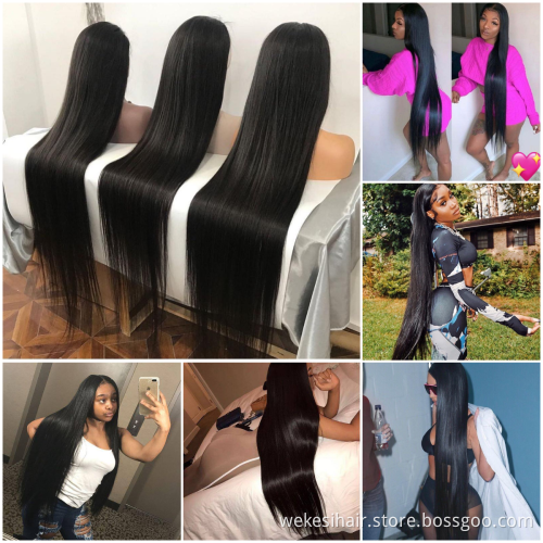 China Natural Color Long Swiss Lace Straight Hair Wig For Black Women 100% Raw Indian Human Hair Lace Front Wig